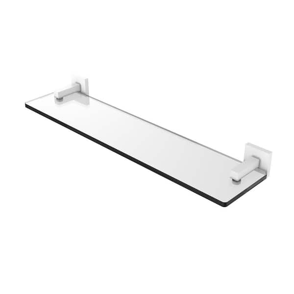 Allied Brass Montero Collection 22 in. Glass Vanity Shelf with Beveled Edges in Matte White