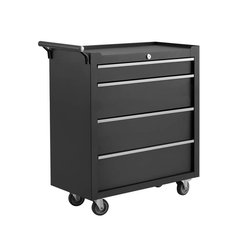 24.34 in. W 4-Drawer Black Steel Rolling Tool Chest with Locking System, Wheels, Secure Mobility for Garage, Warehouse price history on PriceWatchPro