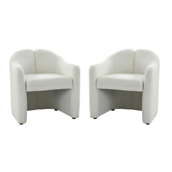 JAYDEN CREATION Baudoin Ivory Barrel Chair with Polyester Fabric (Set of 2)