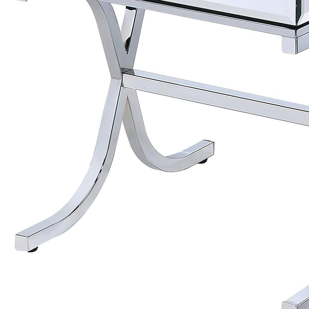 Yuri 21" Chrome Finish Mirrored Metal End Table
