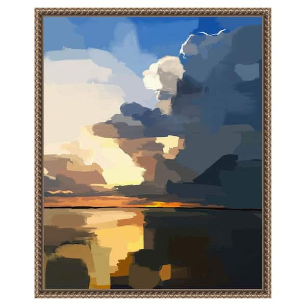 Amanti Art Abstract Seascape I by Emily Kalina 1 Piece Floater Frame Canvas Giclee Nature Art Print 20 in. x 16 in.