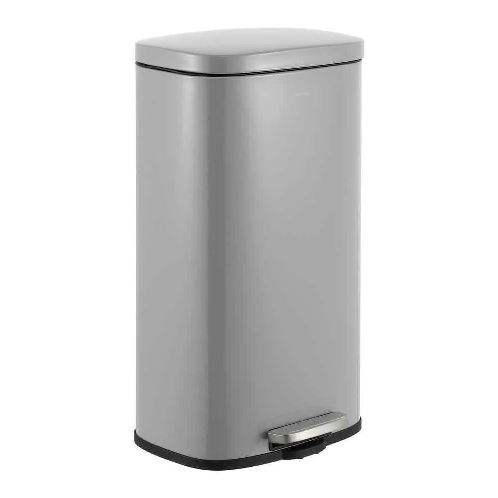 Happimess Curtis 8 Gal Step Open Trash Can Fog Gray HPM1011D The   Happimess Indoor Trash Cans Hpm1011d 64 1000 