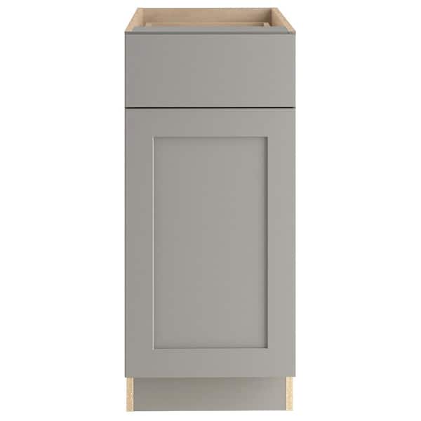 Hampton Bay Edson Shaker Assembled 15x34.5x24 in. Base Cabinet with Soft Close Full Extension Drawer in Gray