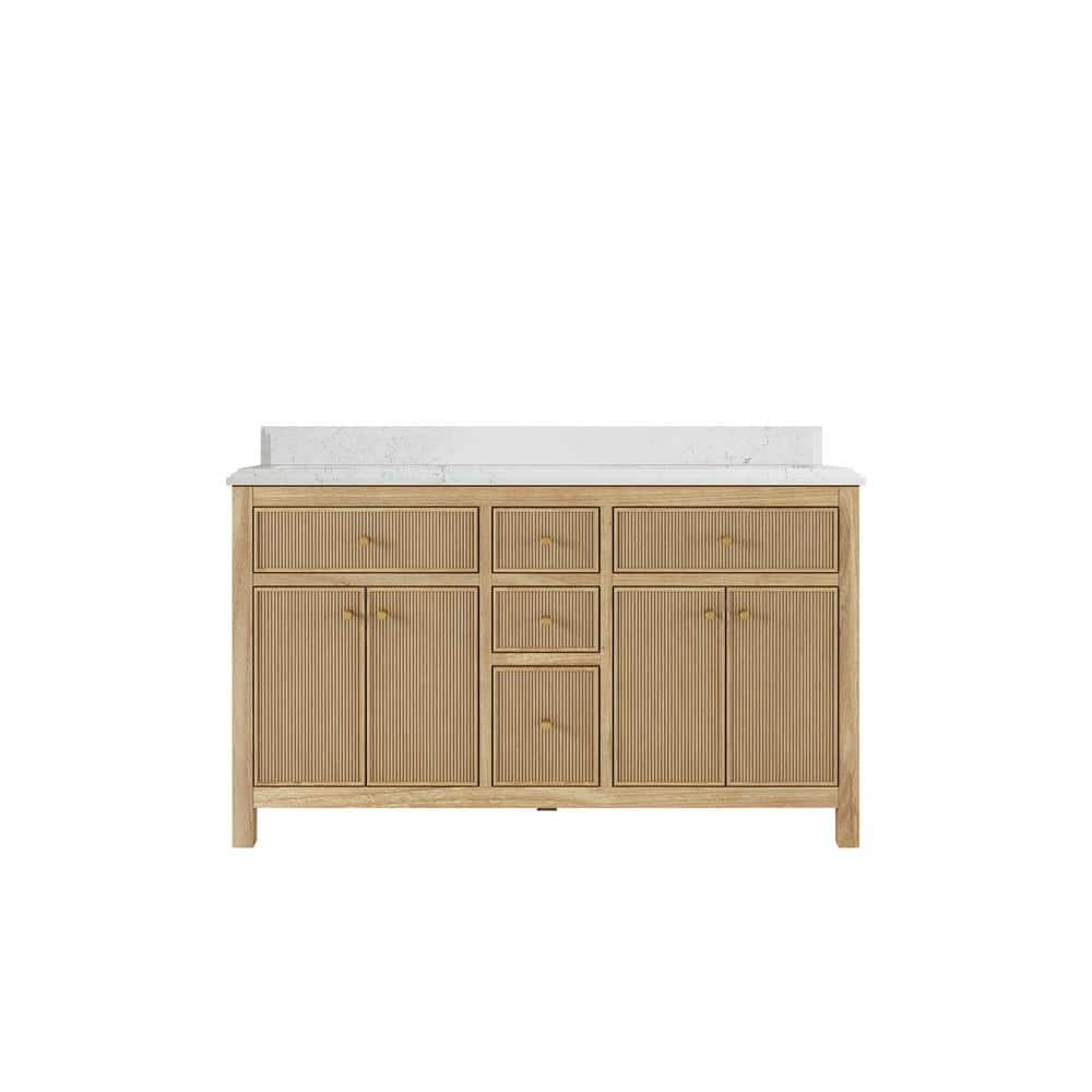 Sonoma Teak 60 in. W x 22 in. D x 36 in. H Double Sink Bath Vanity in Light Teak with 1.5 in. Empira Quartz Top price history on PriceWatchPro