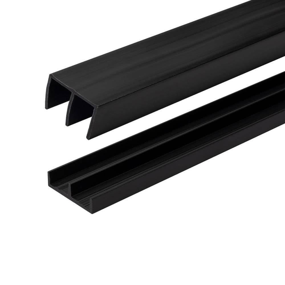 45/64 in. D x 1-5/16 in. W x 48 in. L Black Styrene Plastic Sliding Bypass 