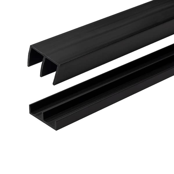 Outwater 45/64 in. D x 1-5/16 in. W x 48 in. L Black Styrene Plastic Sliding Bypass Track Molding Set for 1/2 in. Doors(3-Pack)