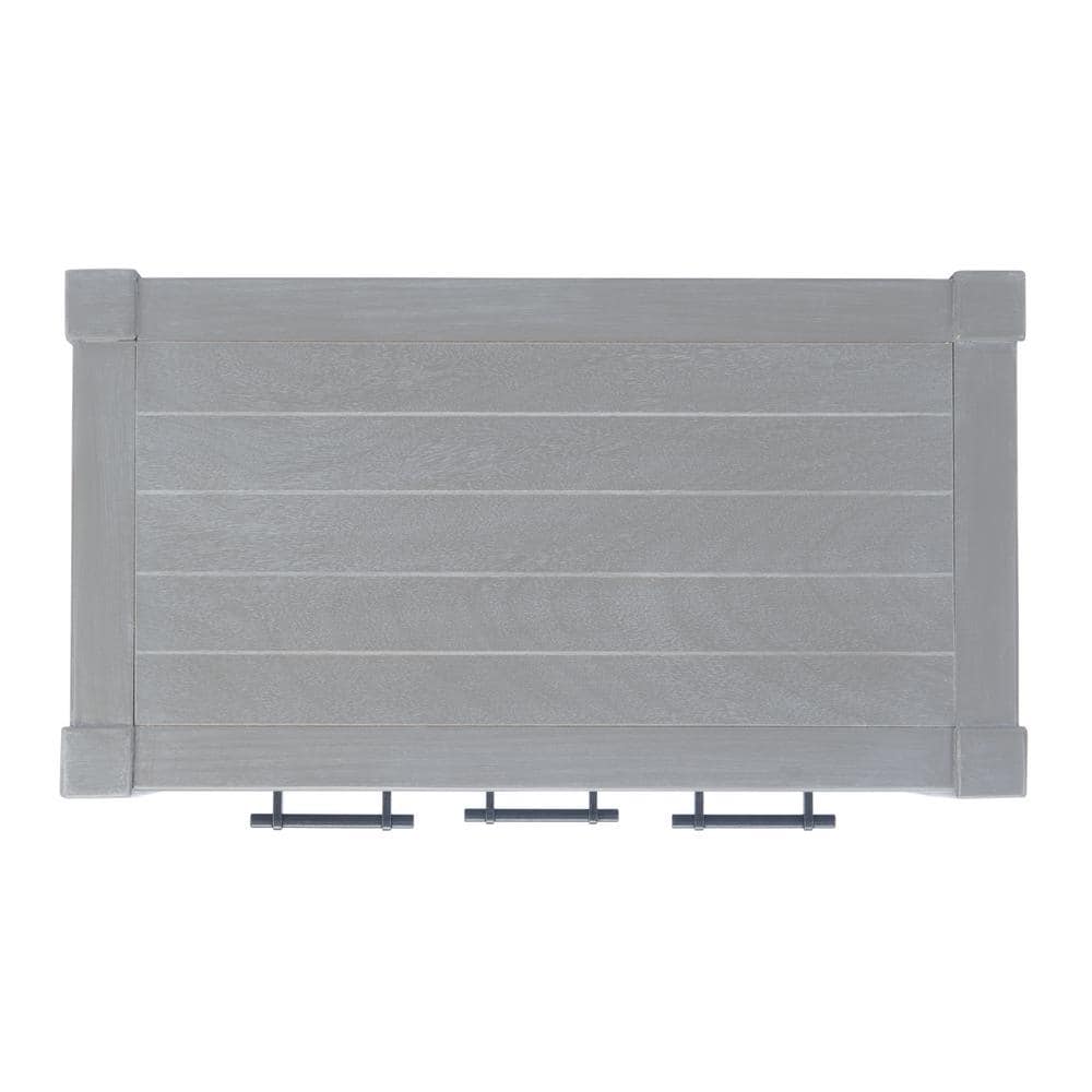 Gray Pine and Steel Console Table with Storage
