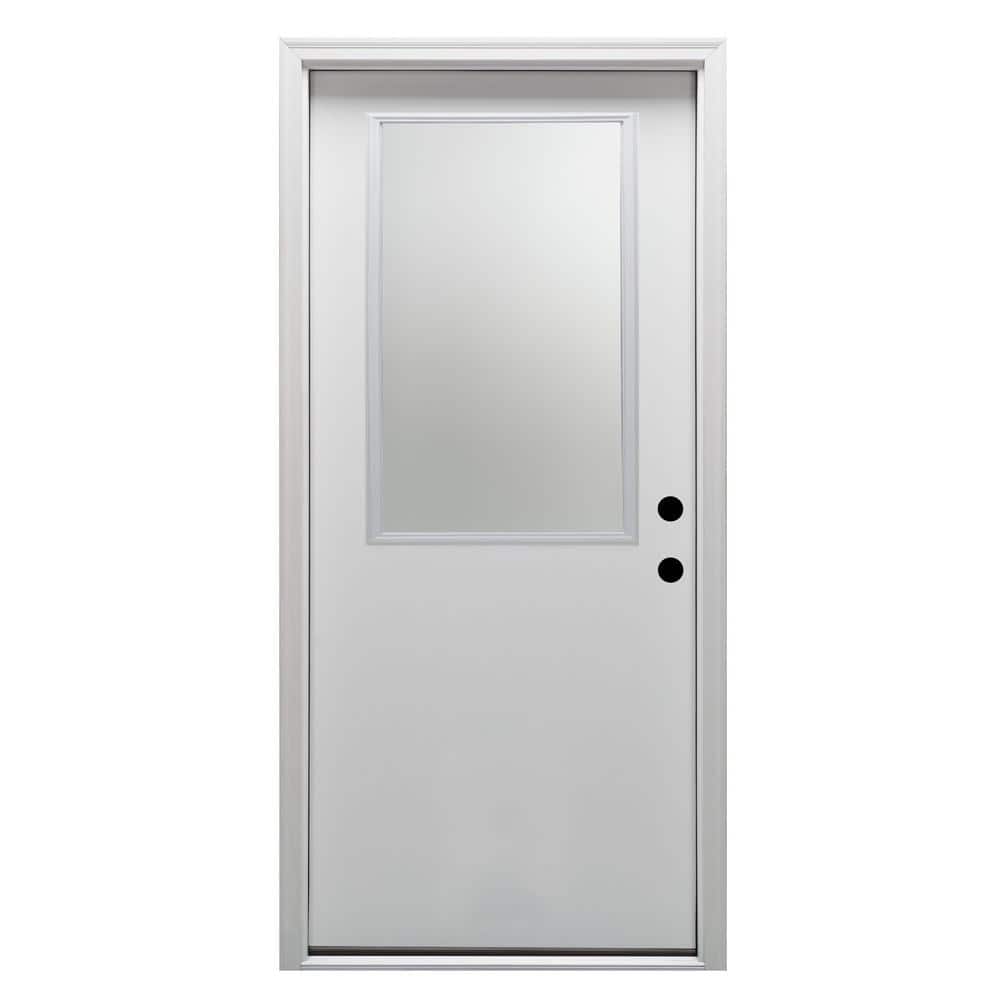 32 in. x 80 in. Classic Left-Hand Inswing 1/2-Lite Clear Primed Fiberglass Smooth Prehung Front Door on 6-9/16 in. Frame price history on PriceWatchPro