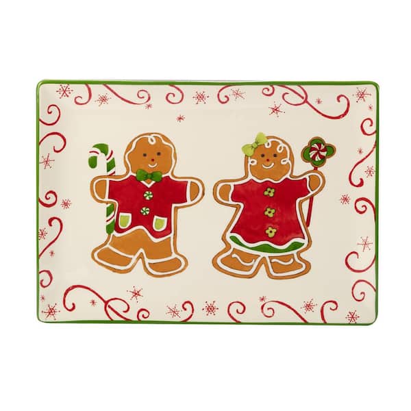 Certified International Holiday Magic Gingerbread 14 in. Multicolored Earthenware Rectangular Platter