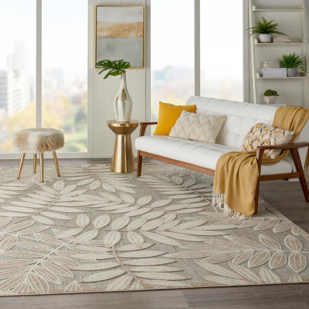 Natural 7' x 10' Flat Woven Stain-Resistant Indoor/Outdoor Area Rug