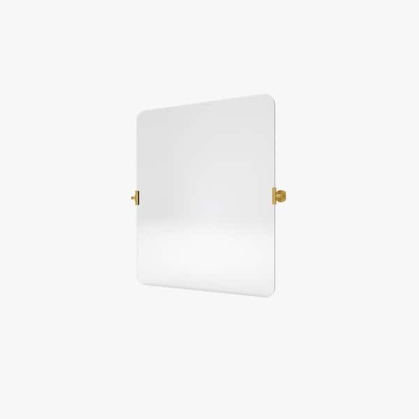 niveal Virelia 30 in. W x 36 in. H Rectangular Framed Tilt Wall Mount Bathroom Vanity Mirror in Gold