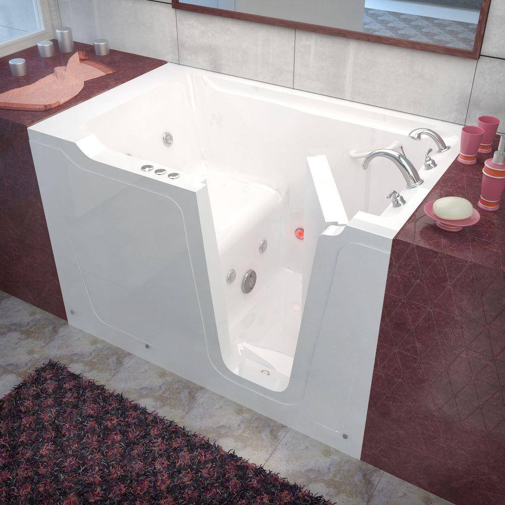 Crescendo White Fiberglass Walk-in Whirlpool Bathtub with Faucet