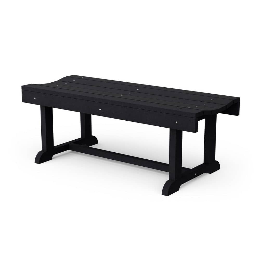 Heritage 42 in. Black HDPE Plastic Outdoor Patio Backless Bench price history on PriceWatchPro