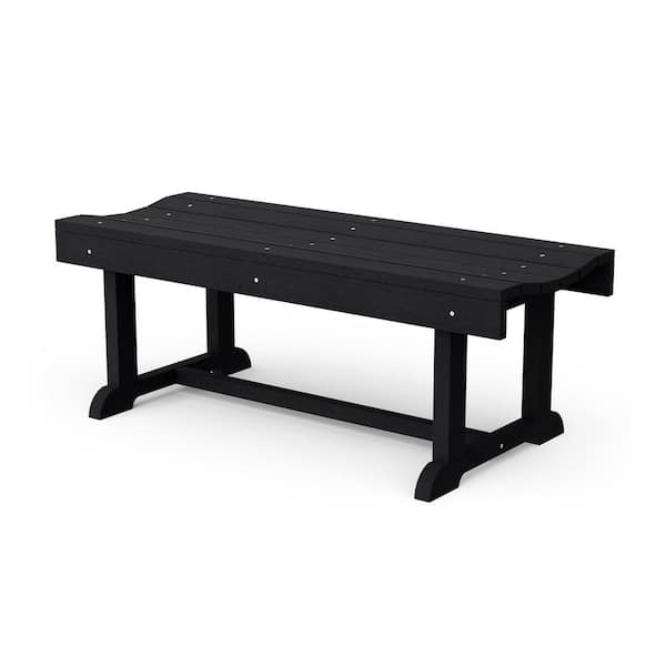 Heritage 42 in. Black HDPE Plastic Outdoor Patio Backless Bench