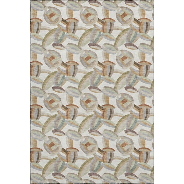 Mayfield Premium Machine Washable Abstract AMF2454 Ivory 10 ft. x 14 ft. Area Rug
