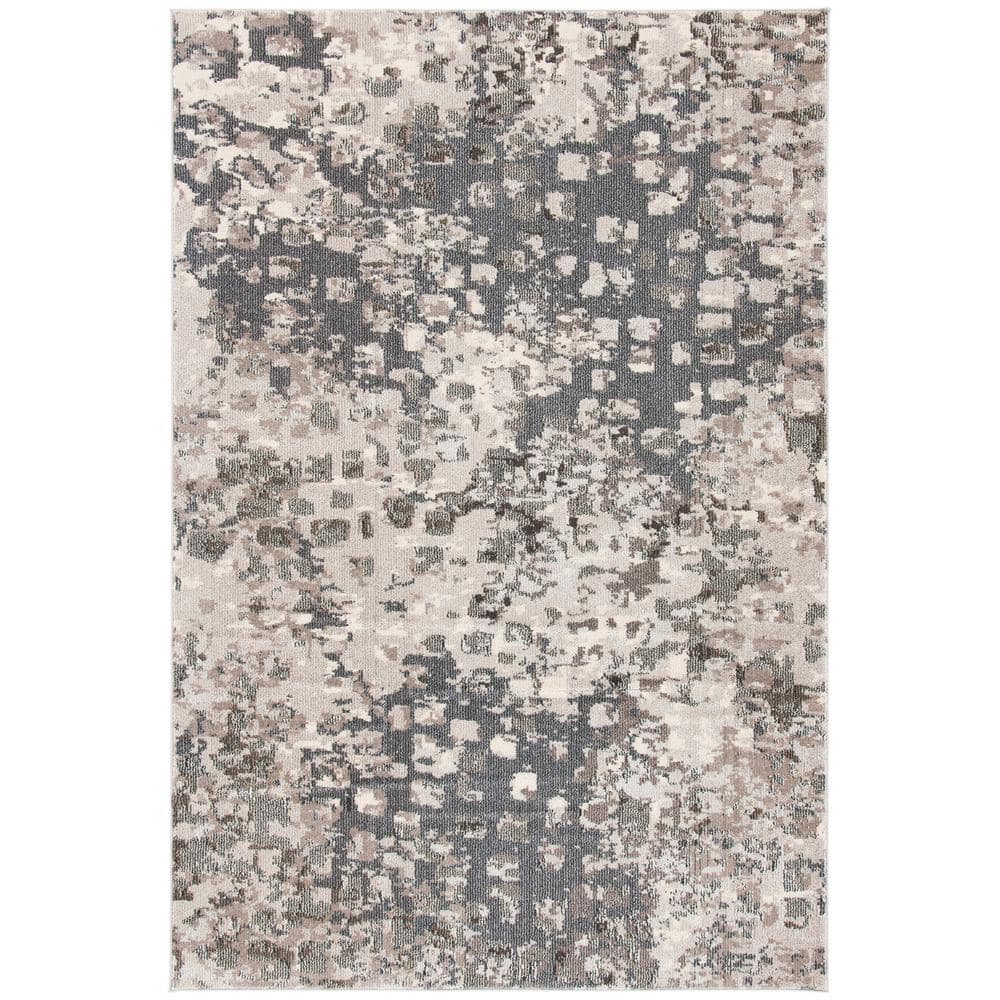 Chic Metro-Mod 2'2" x 4' Grey & Beige Synthetic Area Rug