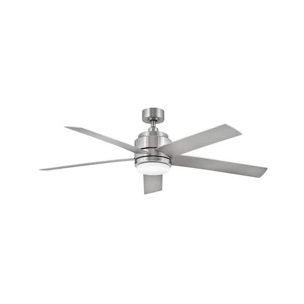 HINKLEY Tier 54 in. Integrated LED Indoor/Outdoor Brushed Nickel Ceiling Fan with Wall Switch
