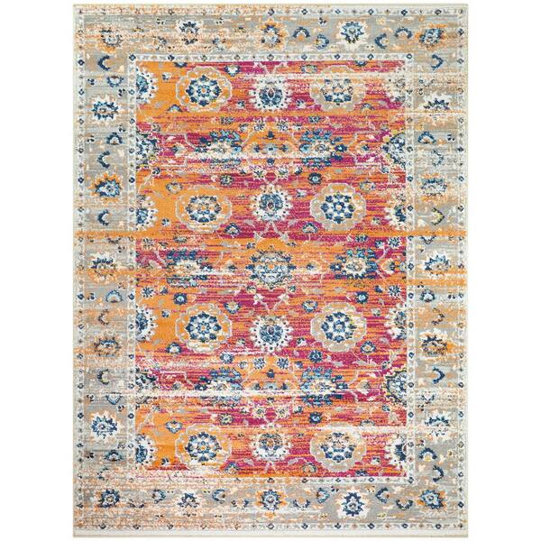 BALTA Lucae Orange 5 ft. x 7 ft. Distressed Oriental Area Rug