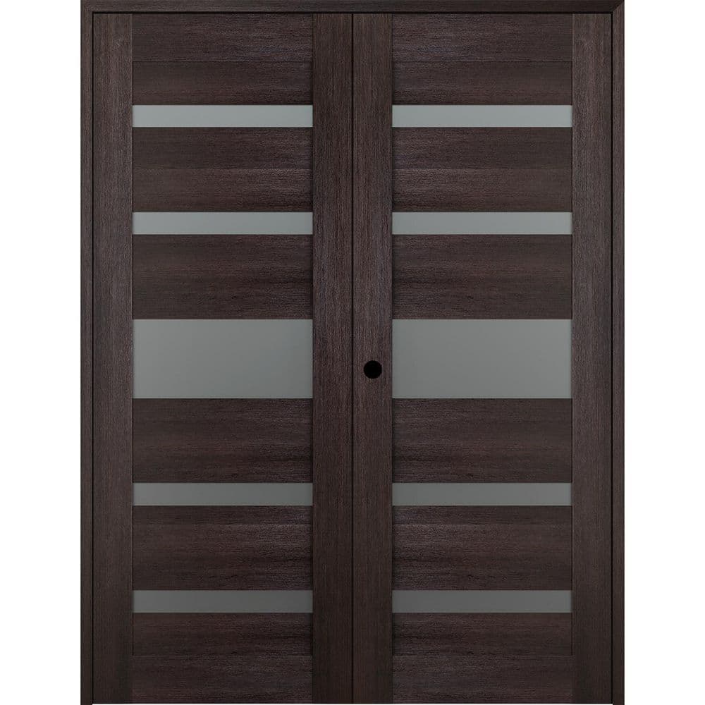 "Vona 07-05 72""x 80"" Right Hand Active 5-Lite Frosted Glass Veralinga Oak Wood Composite Double Prehung French Door" price history on PriceWatchPro