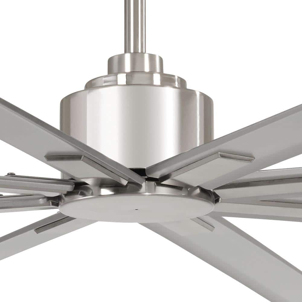 65" Brushed Nickel 8-Blade Outdoor Ceiling Fan with Remote