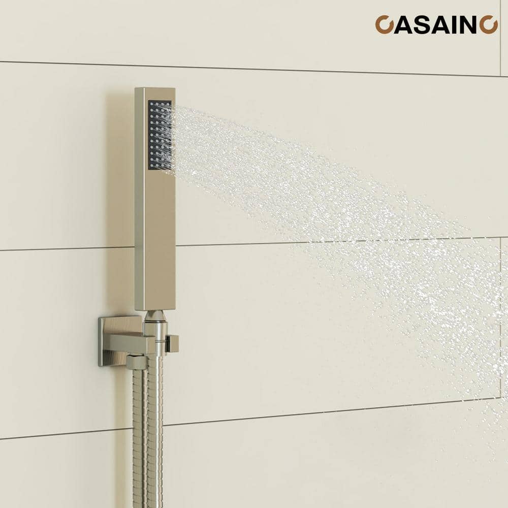 Brushed Nickel Multi-Head Rain Shower System with Handheld