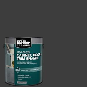 1 gal. #PPF-59 Raven Black Semi-Gloss Enamel Interior/Exterior Cabinet, Door & Trim Paint