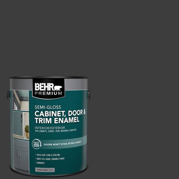 1 gal. #PPF-59 Raven Black Semi-Gloss Enamel Interior/Exterior Cabinet, Door & Trim Paint