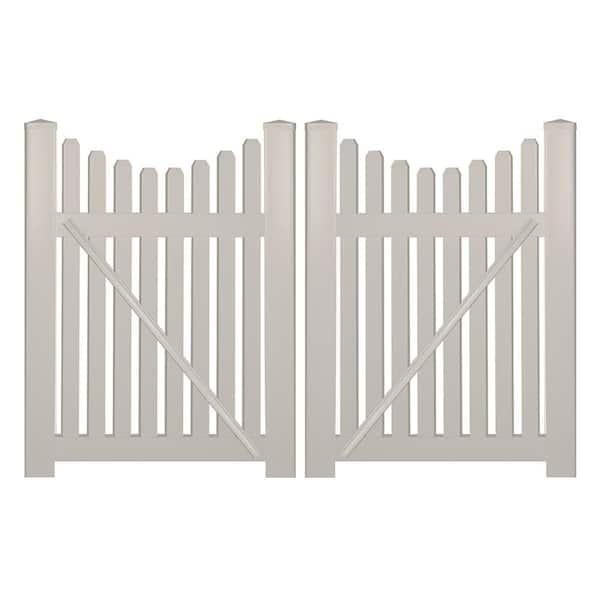 Weatherables Richmond 8 ft. W x 4 ft. H Tan Vinyl Picket Fence Double Gate