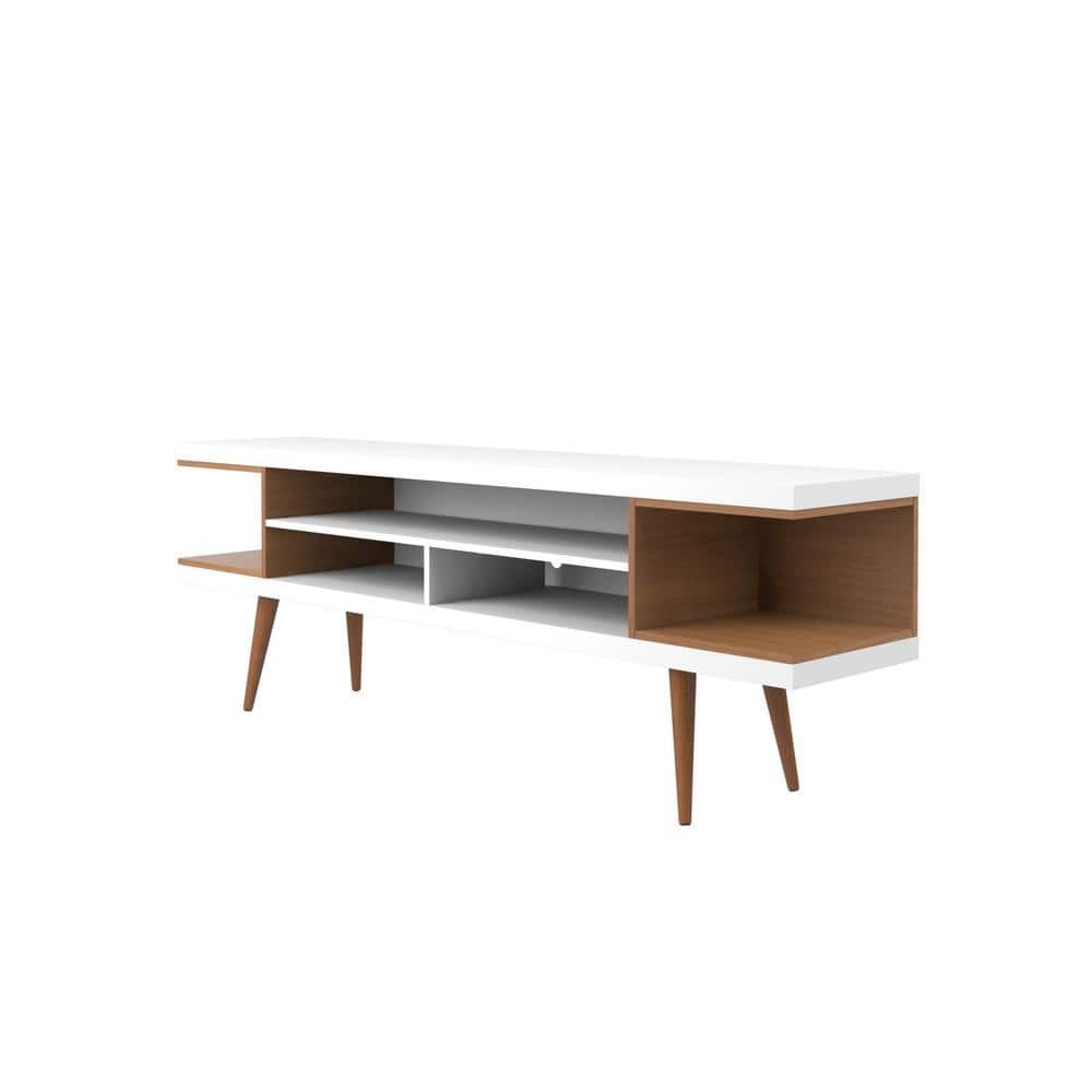 Utopia 70'' White Gloss and Maple Cream Modern TV Stand