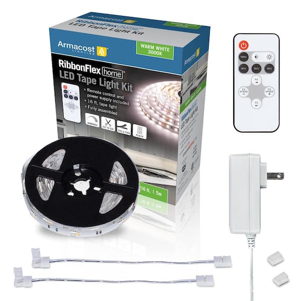 Armacost Lighting RibbonFlex Home 16 ft. LED Warm White Strip Light Kit with Remote