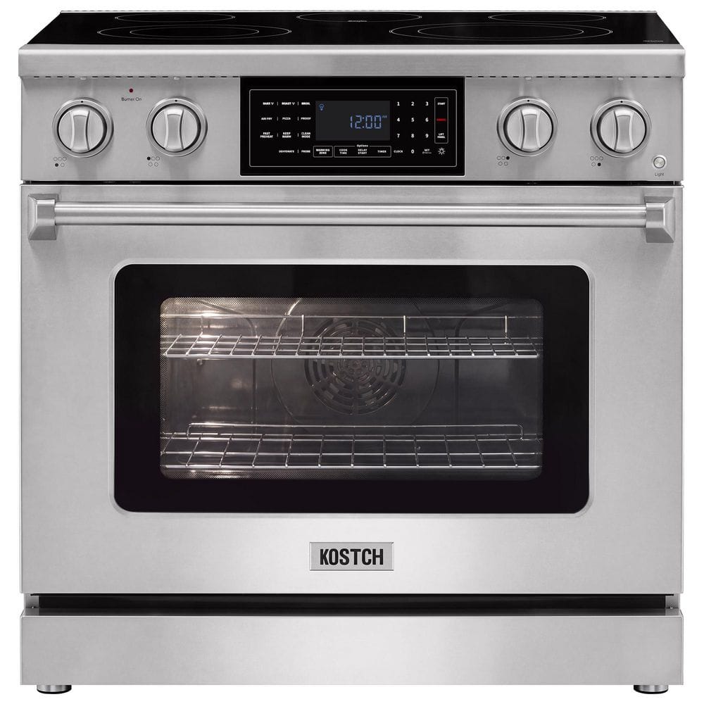 Tilt Panel 36 in. 5 Burner Elements Freestanding Electric Range with 6.2 cu. ft. Air Fry Conv. Oven in Stainless Steel price history on PriceWatchPro