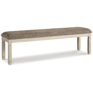 16.25 in. White and Beige Backless Bedroom Bench with Straight Legs