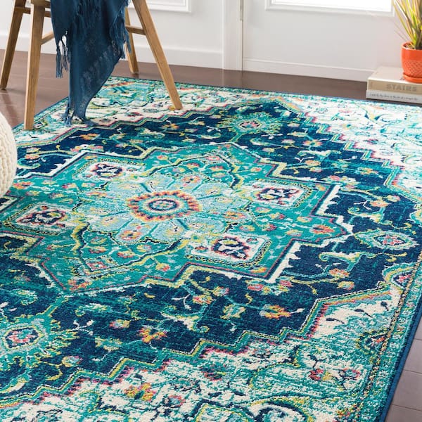 Sora Teal 7 ft. 9 in. x 11 ft. 2 in. Oriental Area Rug