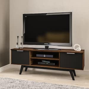 Shard Walnut and Black TV Stand Fits Tv's up to 60 in.with Cabinets