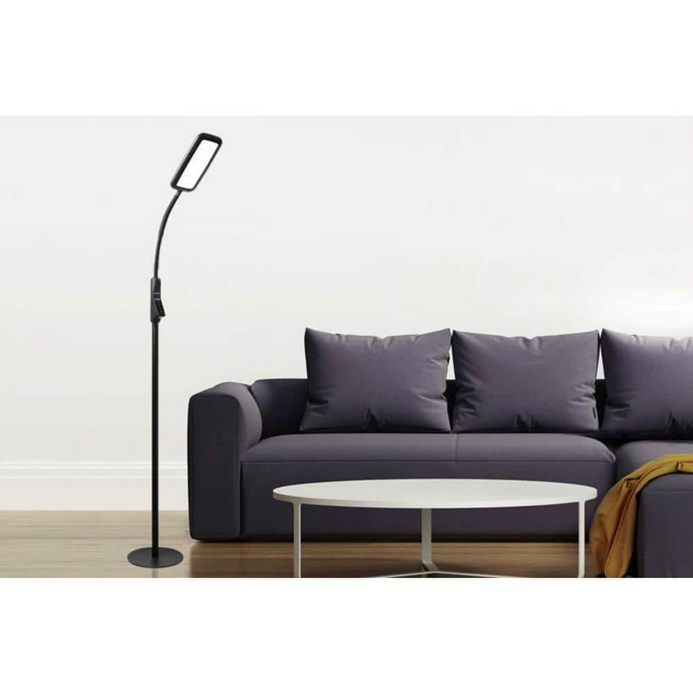 ArcFlex Matte Black Adjustable LED Floor Lamp with Touch Control