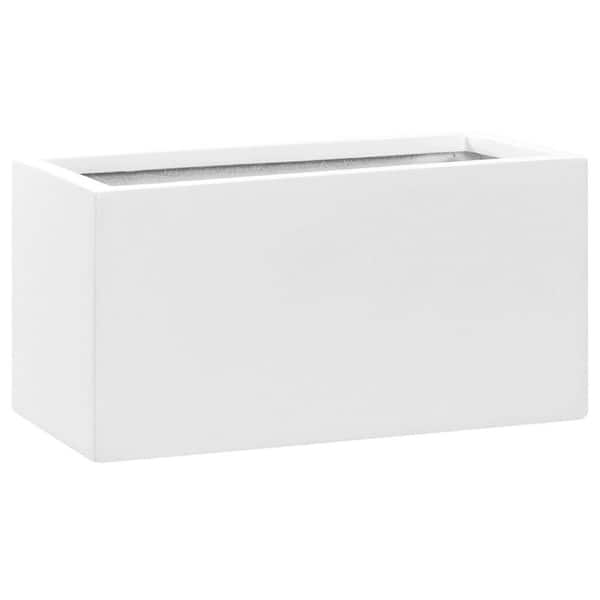 Essential Balcony Extra Small 16 in. Mat White Fiberstone Indoor Outdoor Modern Rectangular Planter Pot