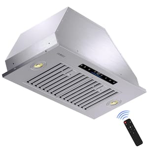 30 in. 750 CFM Convertible Insert Range Hood in Stainless Steel with Remote Control/Carbon Filter/LED Light