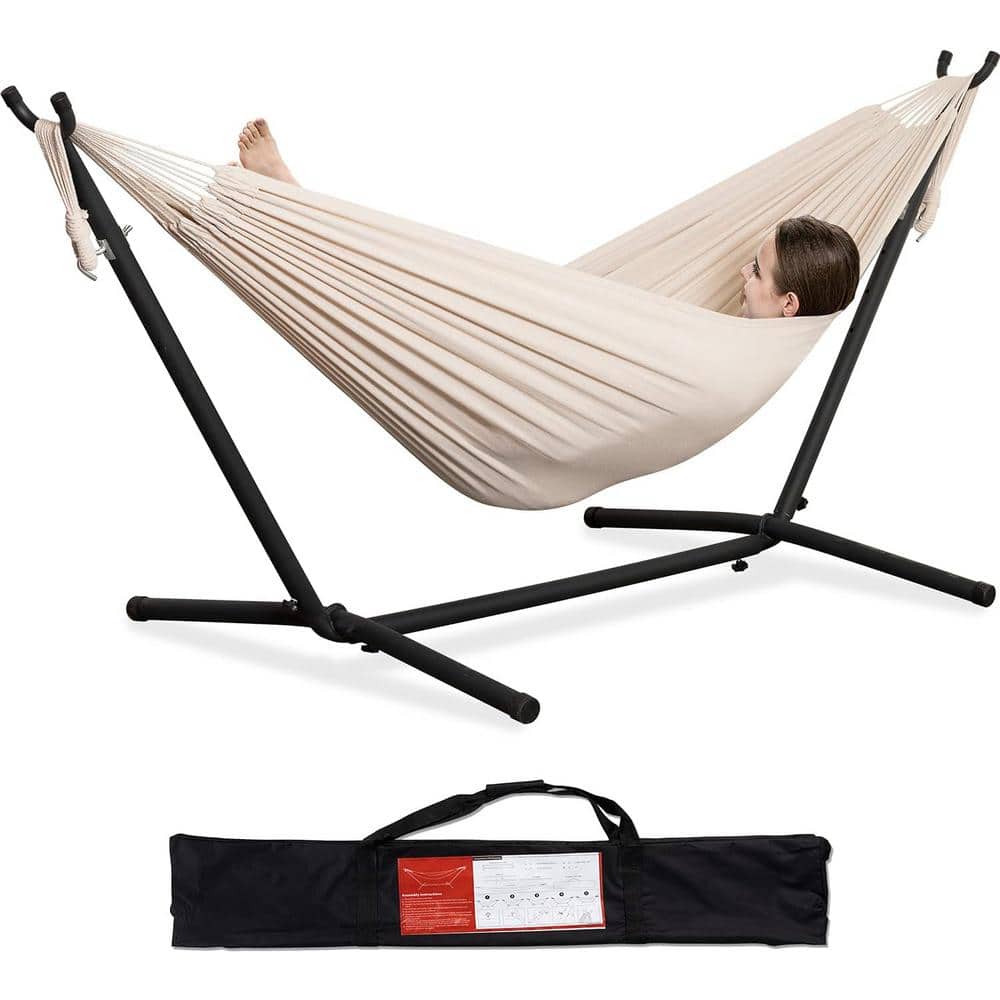 9 ft. 2-Person Heavy Duty Double Hammock with Space Saving Steel Stand, 450