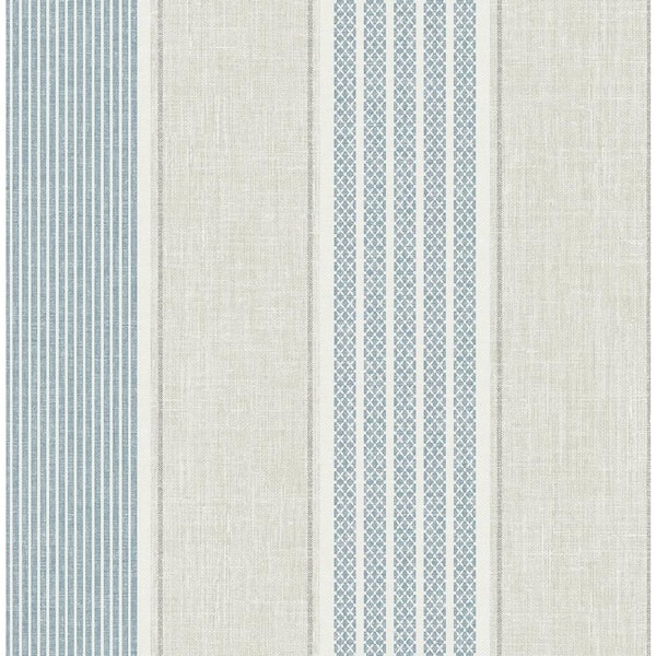56 sq. ft. Blue Oasis Cape Cod Stripe Unpasted Paper Wallpaper Roll