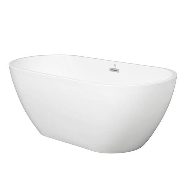 Unbranded Dechane 59.06 in. Acrylic Center Drain Oval Alcove Bathtub in White