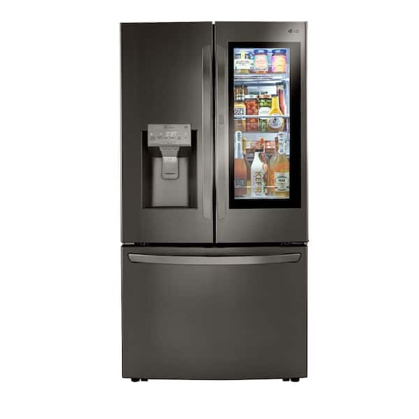 LG 23 cu. ft. InstaView French Door Smart Refrigerator, Dual and Craft Ice, PrintProof Black Stainless Steel, Counter Depth