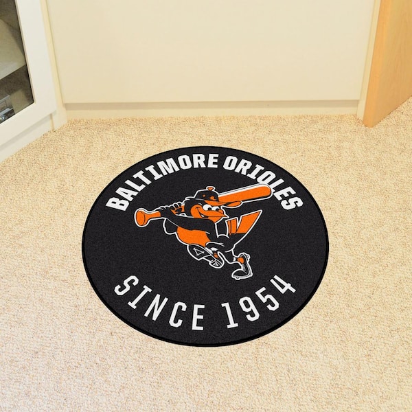 Baltimore Orioles Black 2 ft. x 2 ft. Round Area Rug