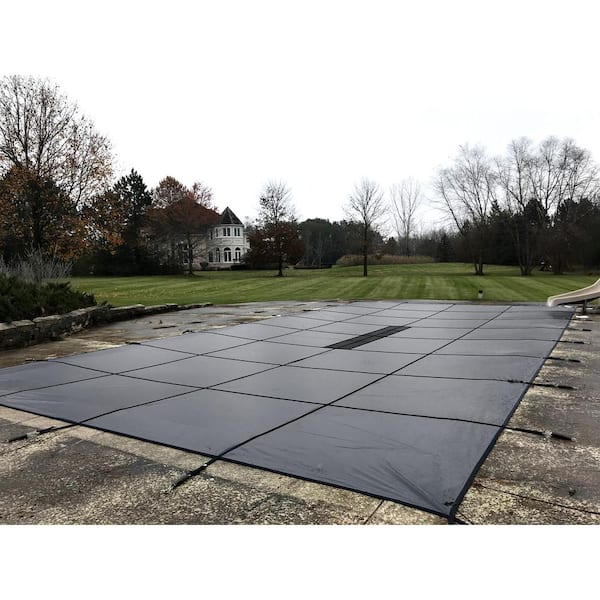 Water Warden 16 ft. x 32 ft. Rectangle Solid Gray In Ground Pool Safety Cover, ASTM F1346 Certified