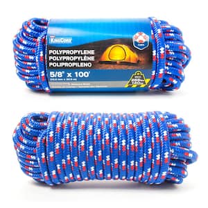 5/8 in. x 100 ft. Diamond Braid Polypropylene Rope, Assorted Green or Blue Finish