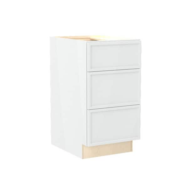 Franklin 18 in. W x 24 in. D x 34.5 in. H Assembled Plywood Drawer Base Kitchen Cabinet in Vesper White with Soft Close