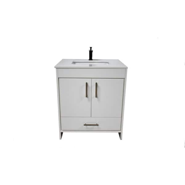 VOLPA USA AMERICAN CRAFTED VANITIES Capri 24 in. W x 22 in. D Bathroom Vanity in White with Microstone Vanity Top in White with White Basin
