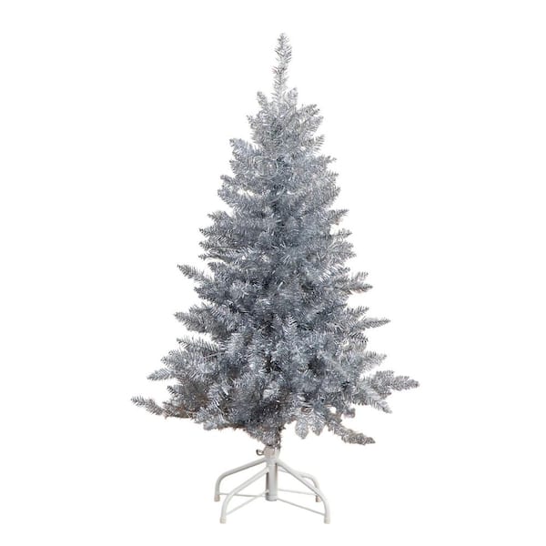 4 ft. Artificial Silver Christmas Tree with 130-Cool White LED Lights
