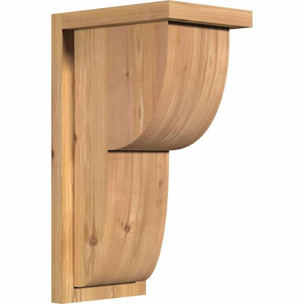 Ekena Millwork 7-1/2 in. x 10 in. x 18 in. Western Red Cedar Crestline Smooth Corbel with Backplate