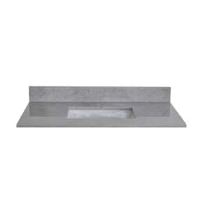 37 in. W x 22 in. D x 0.75 in. H Engineered Stone Composite Bathroom Vanity Top in Gray with Rectangular Single Sink