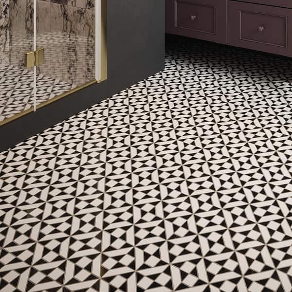 Cheque Moderne Black 11.75 in. x 11.75 in. Geometric Polished Marble Wall and Floor Mosaic Tile (9.58 sq. ft. /Case)